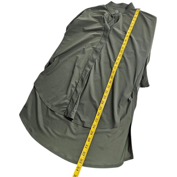 Aday Womens Something Borrowed Shirt, Green, Relaxed, Long, Stretch, Slit, XL - Picture 7 of 9